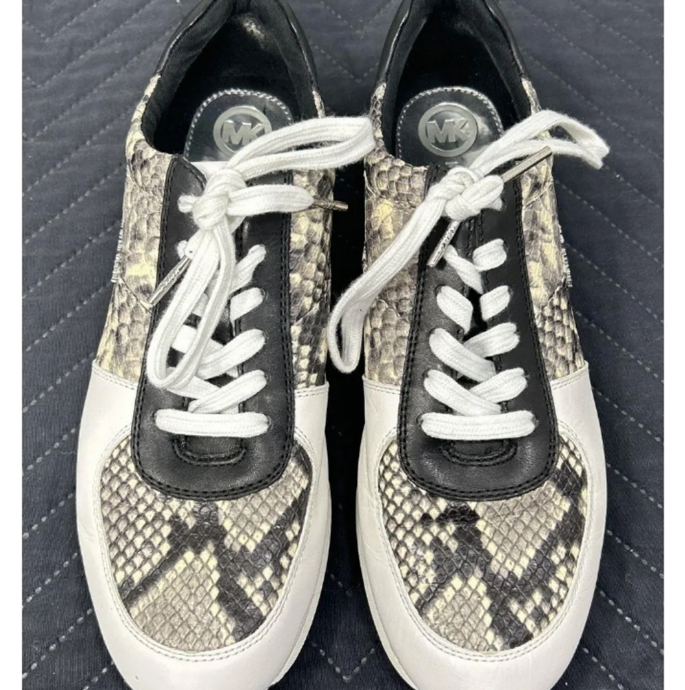 > Michael Kors Black and White Snakeskin Sneakers Women's Size 10